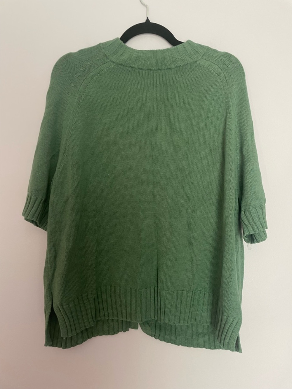 Tyler Boe Short Sleeve Cotton Cashmere Button-Back Sweater size S in Teal